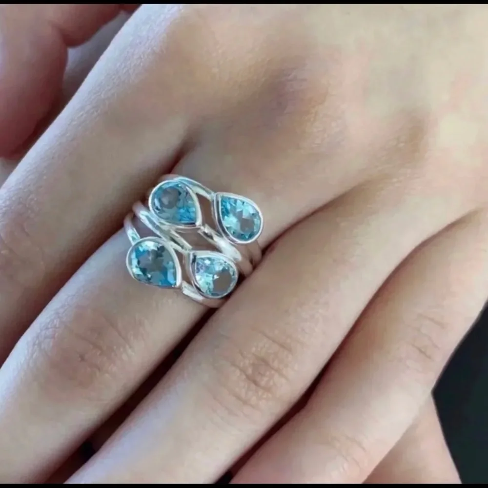 Genuine Blue Topaz .925 Sterling Silver Ring - Picture 16 of 16